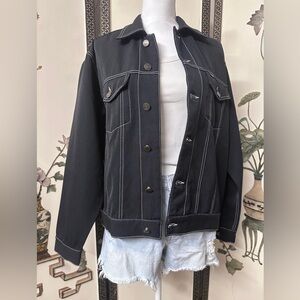 Jaspal Contrast-Stitch Denim Trucker Jacket – Black • Women’s